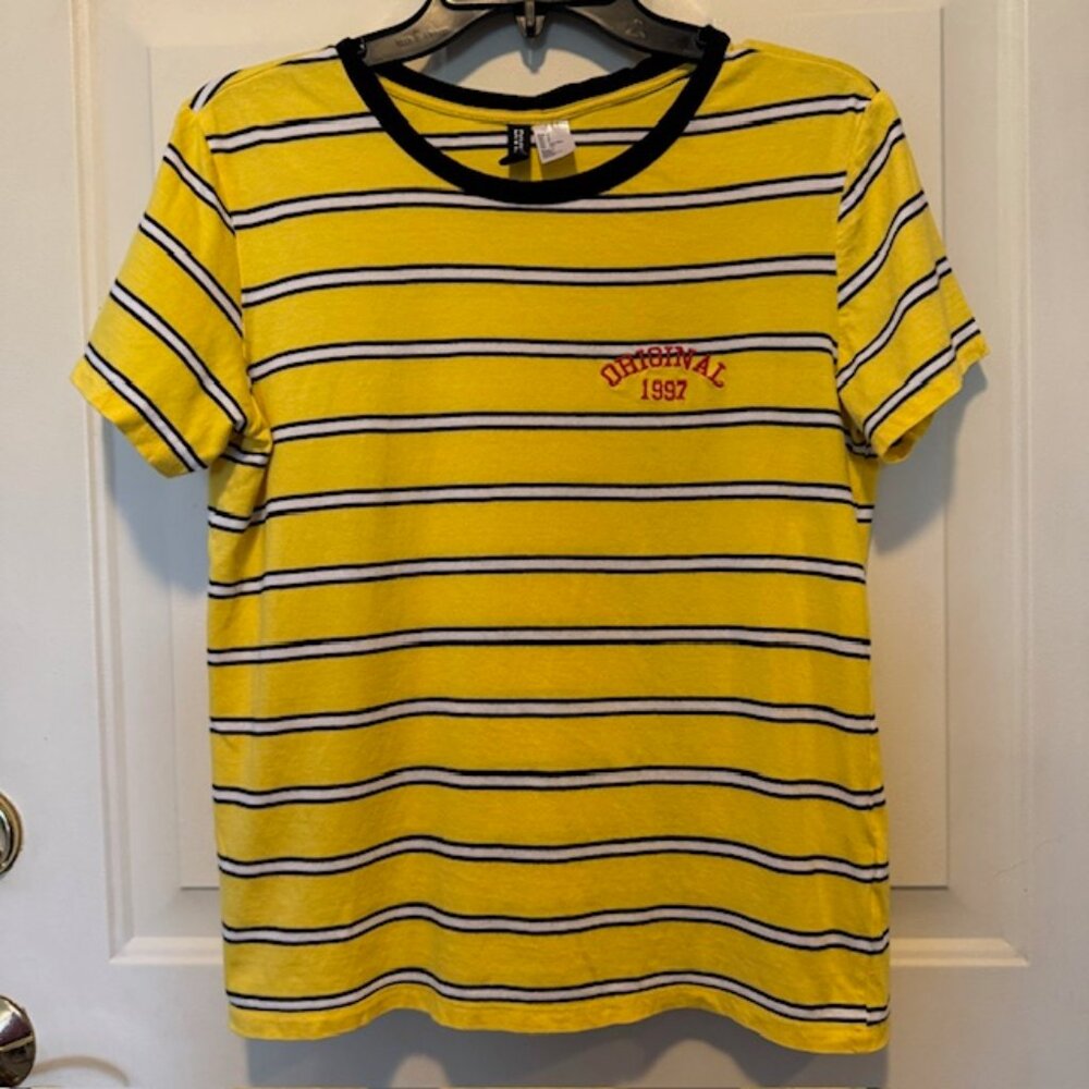 H&M Divided Yellow & Black Striped Original Shirt sz S